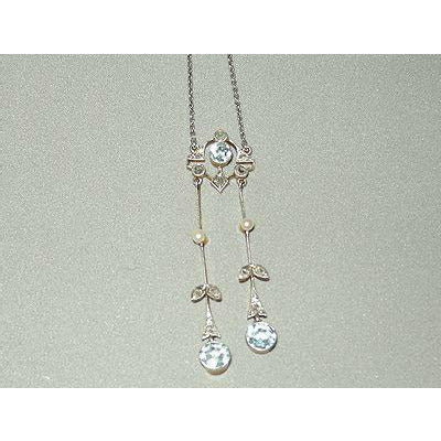 Antique Belle Epoque 15K Gold Pearl Aquamarine Necklace – Boylerpf